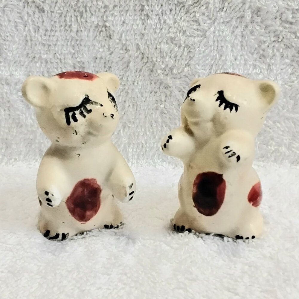 3/$20 Vintage Filled in Cute Asian Bear Cubs Salt & Pepper Shakers!!